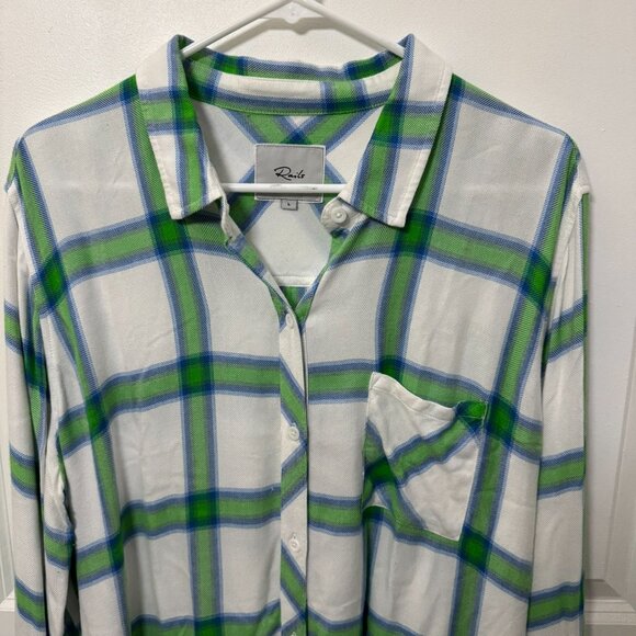 Rails - White & Green Plaid button down long sleeve shirt - Picture 2 of 2